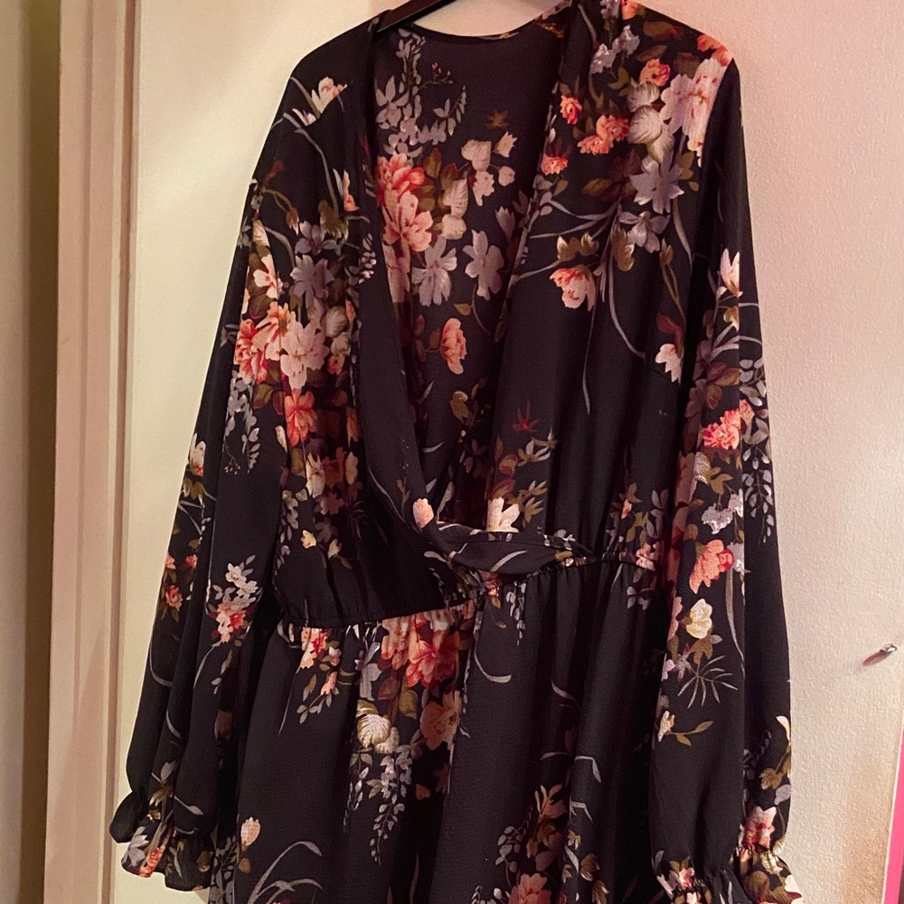 SHEIN Floral Black Dress